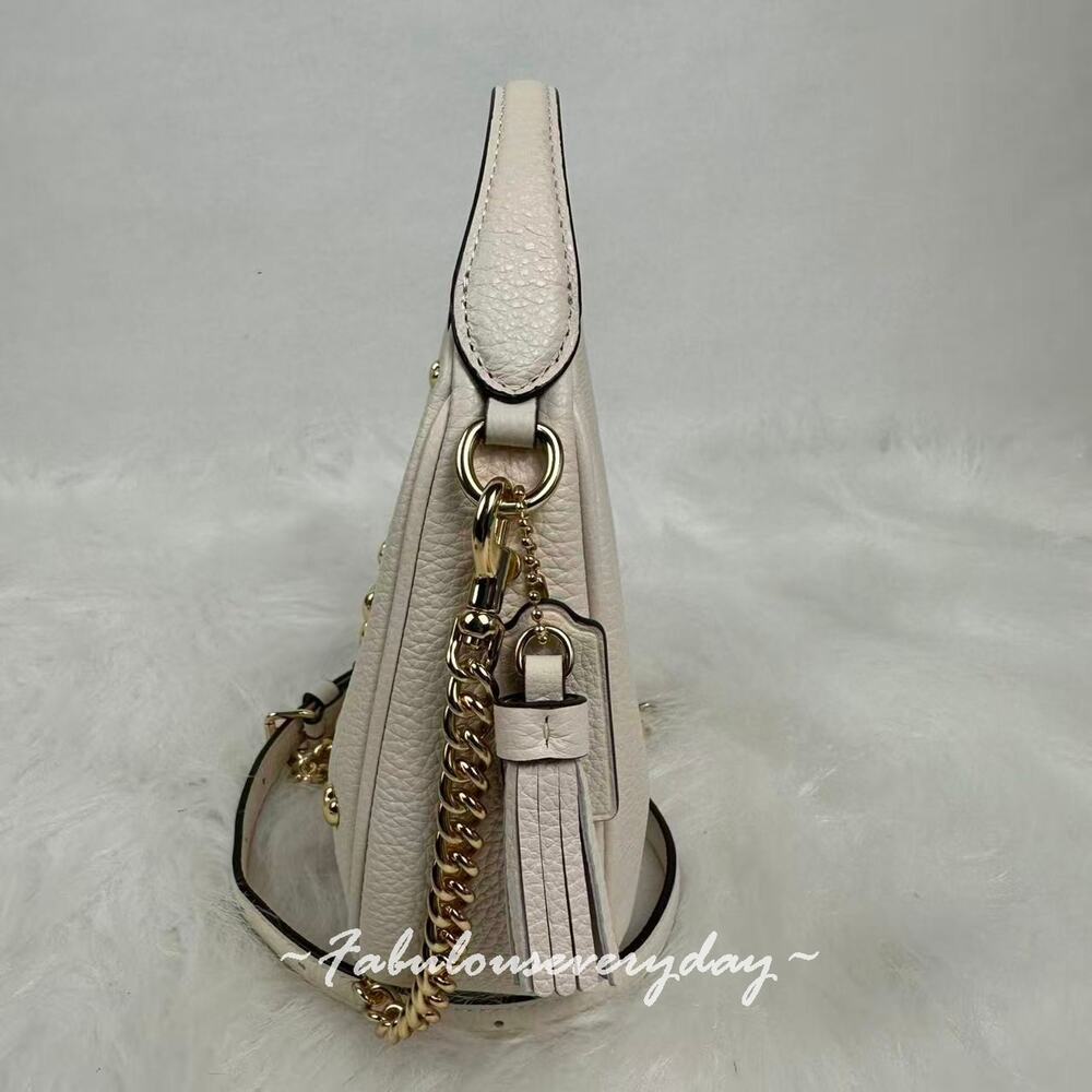 Coach Carmen Mini Crossbody Bag With Heart Rivets Leather/Gold/Chalk CDB85 NWT - Picture 3 of 8
